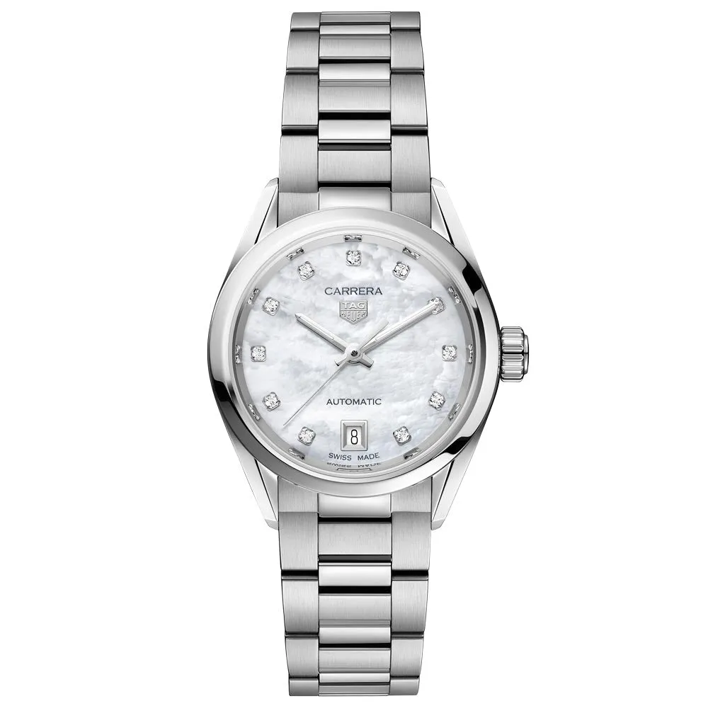 TAG Heuer Carrera 29mm MOP Dial Diamond Automatic Ladies Watch WBN2412.BA0621
