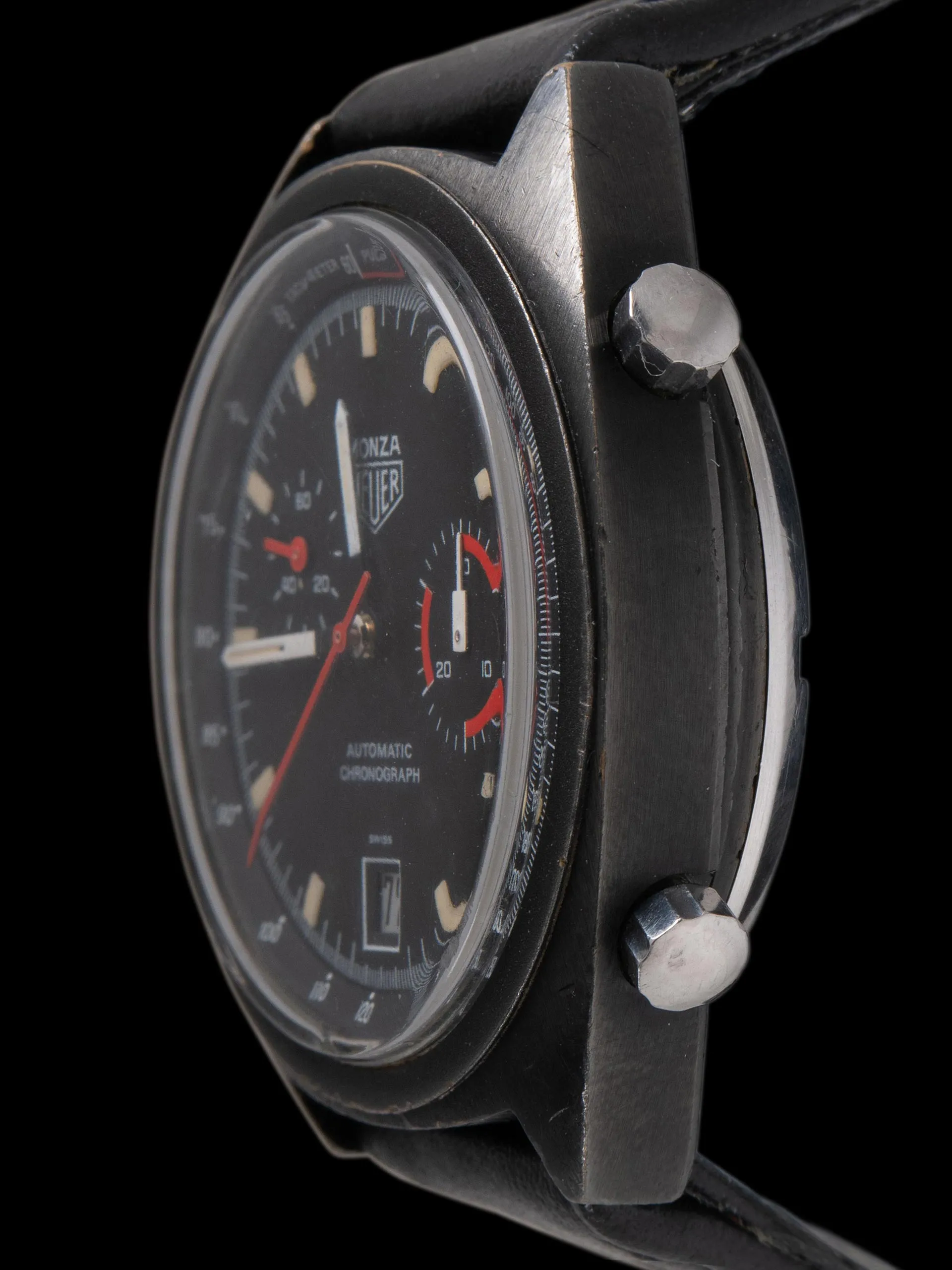 *Unpolished* 1970s Heuer Monza Chronograph (Ref. 150.501) "Cal. 15" PVD Case W/ Box & Papers