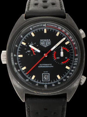*Unpolished* 1970s Heuer Monza Chronograph (Ref. 150.501) "Cal. 15" PVD Case W/ Box & Papers