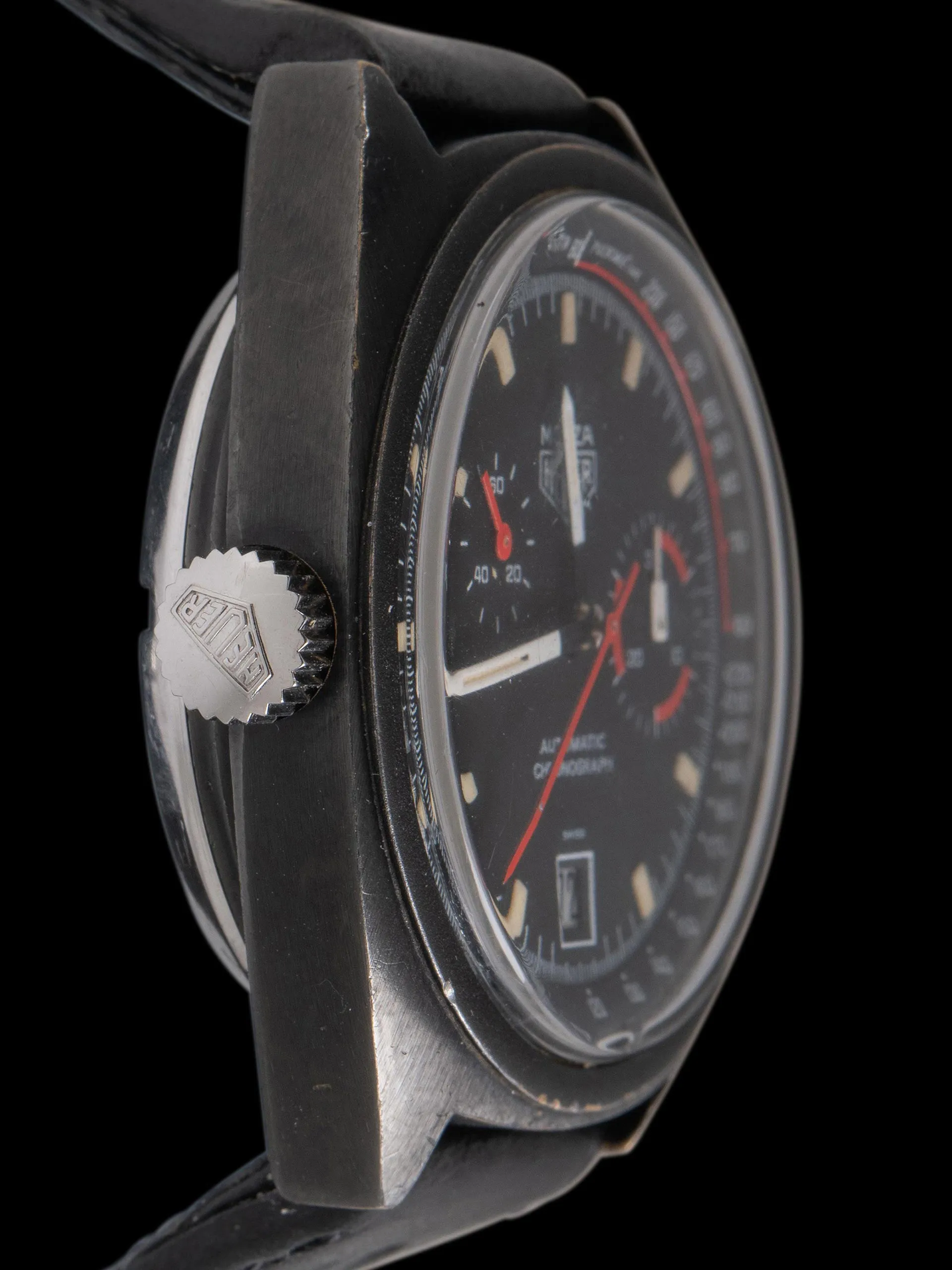 *Unpolished* 1970s Heuer Monza Chronograph (Ref. 150.501) "Cal. 15" PVD Case W/ Box & Papers