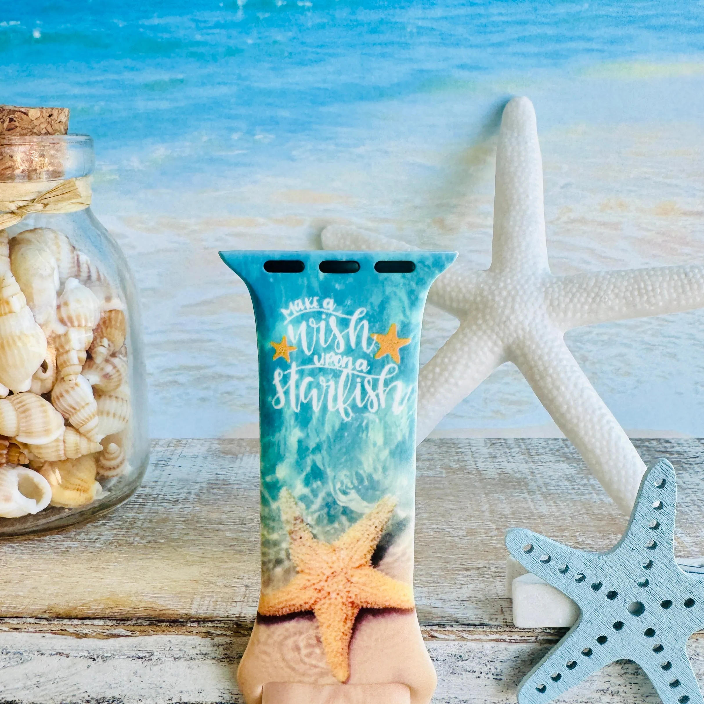 Wish Upon A Starfish Print Silicone Band For Apple Watch