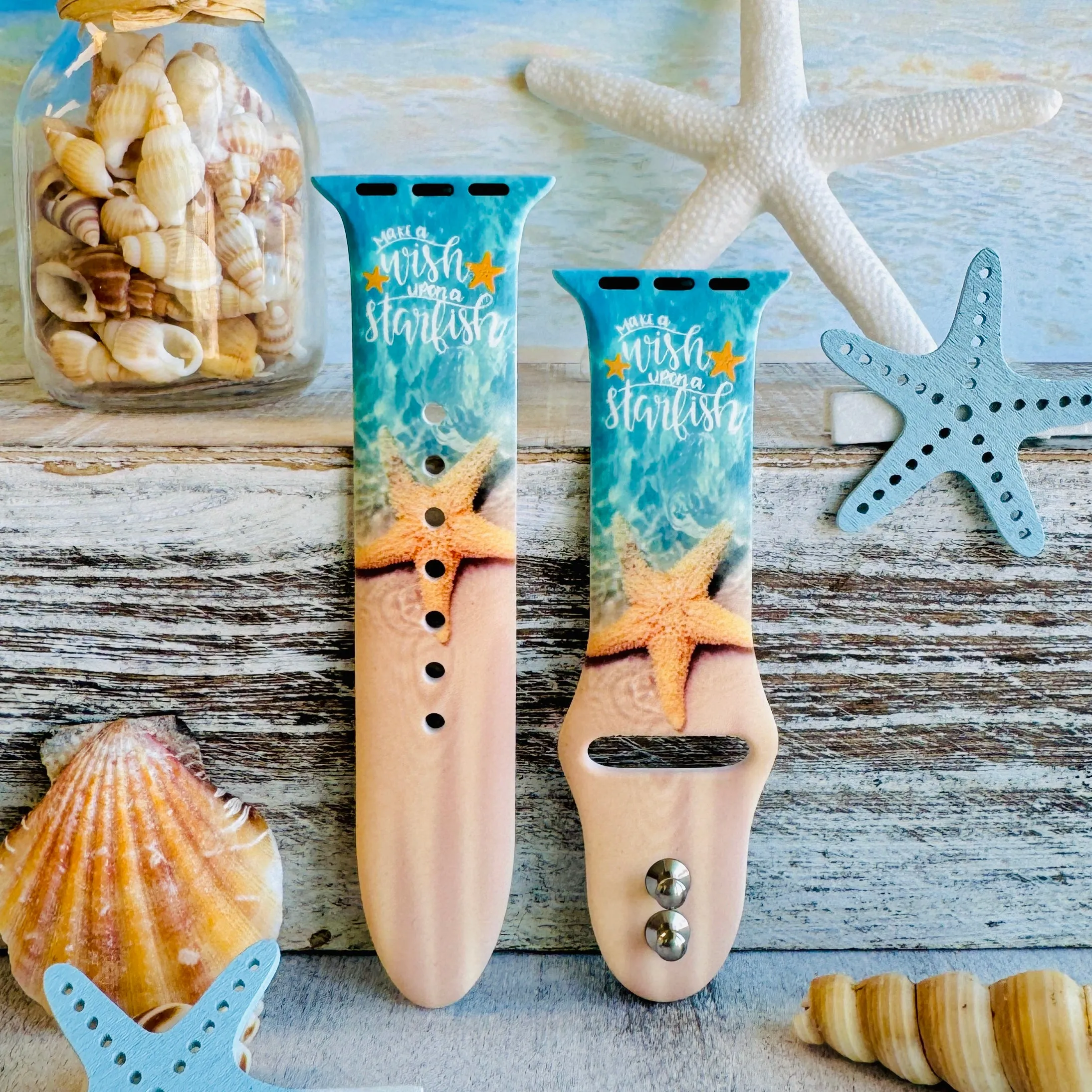 Wish Upon A Starfish Print Silicone Band For Apple Watch
