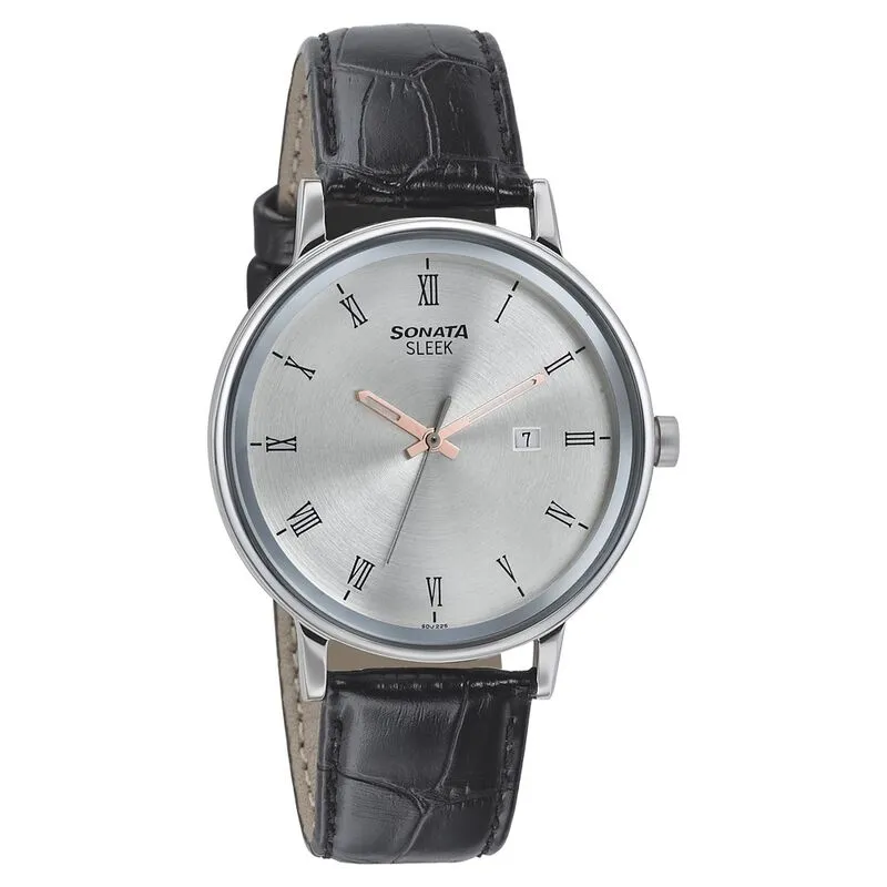 WW2453 Sonata Sleek Date Leather Belt Watch 7131SL01