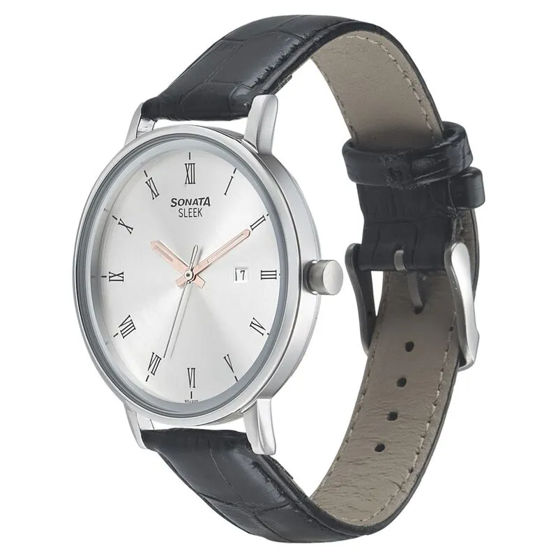 WW2453 Sonata Sleek Date Leather Belt Watch 7131SL01