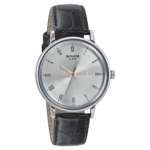 WW2453 Sonata Sleek Date Leather Belt Watch 7131SL01