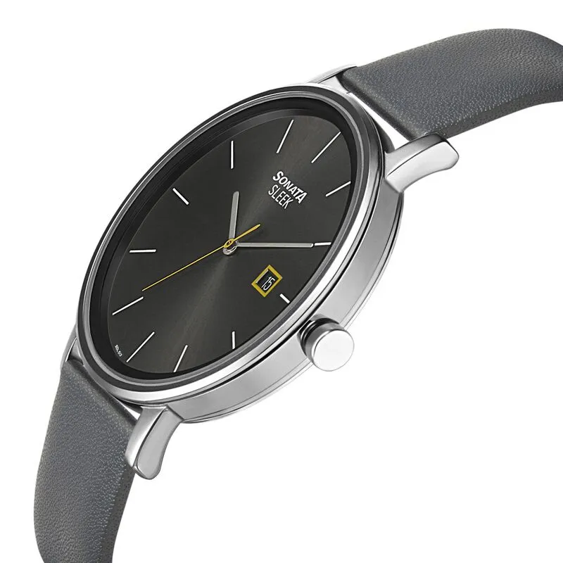 WW2456 Sonata Sleek Date Leather Belt Watch 7131SL05