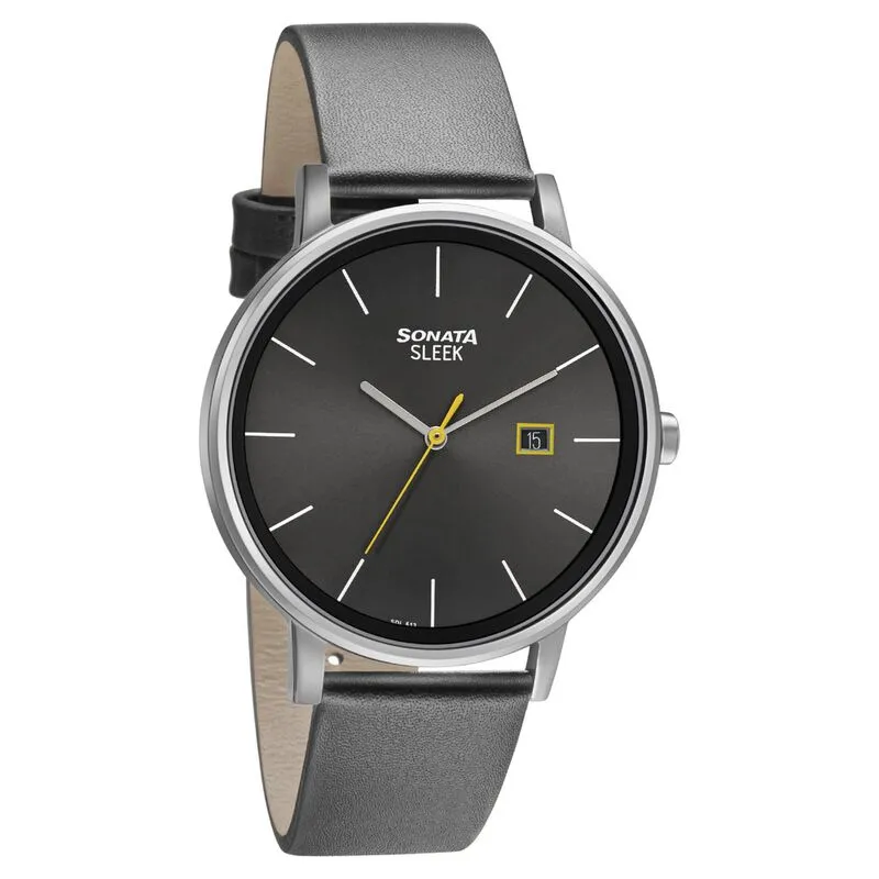 WW2456 Sonata Sleek Date Leather Belt Watch 7131SL05